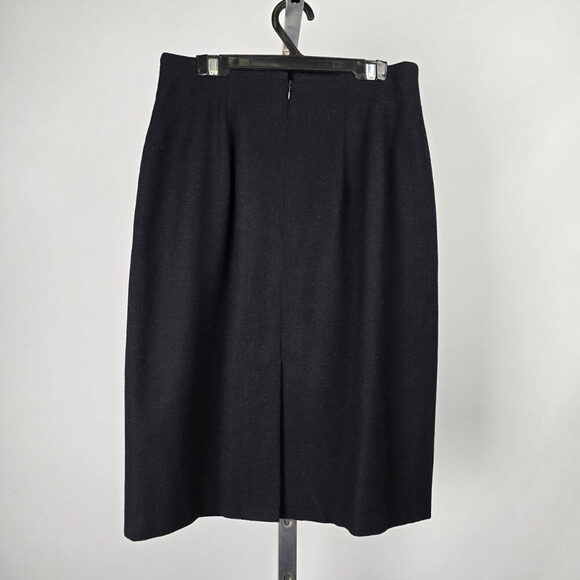 Vintage Evan-Picone Petites Black Wool Knee Length Skirt Size 8 - Picture 5 of 9